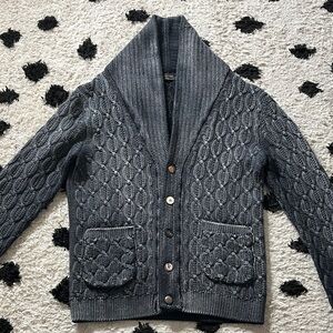 Gabriele Pasini size Medium mens thick dark grey/blue gradient cardigan sweater